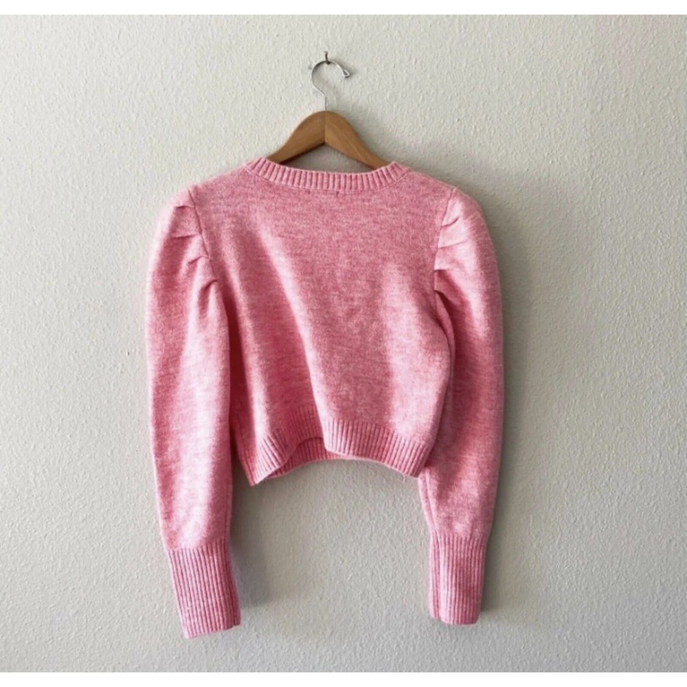 Wild Fable Puffly Sleeve Cropped Pink Sweater Pullover Womens Size Large